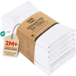 Serviette de table Utopia Kitchen 12 Pack Blanc Coton Mélangé 46x46 cm