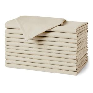 Serviette de table beige antitaches en polyester recyclé - Lot de 12