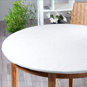 Molleton pour table ronde Biancocasa blanc chaud 160-180 cm